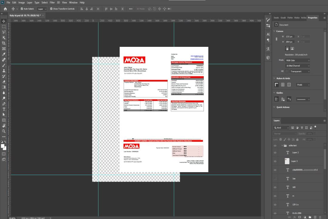 Modèle Word et PDF de relevé hypothécaire de Moza Banco au Mozambique template
